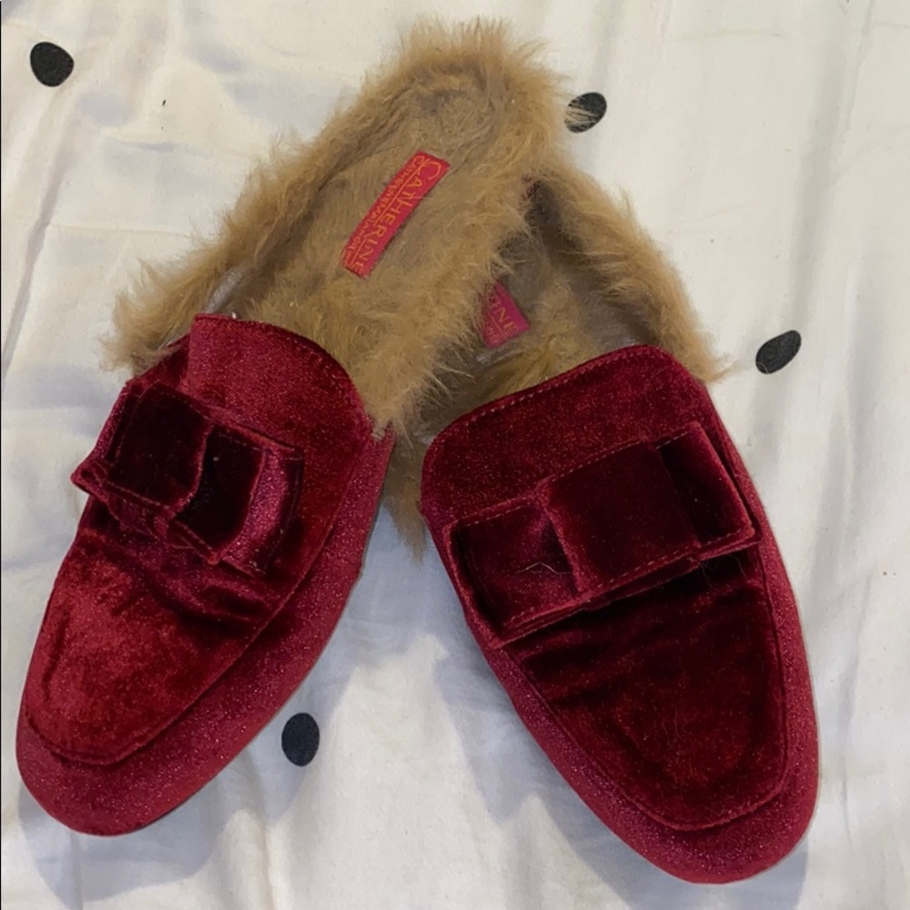 Catherine Malandrino faux fur slides